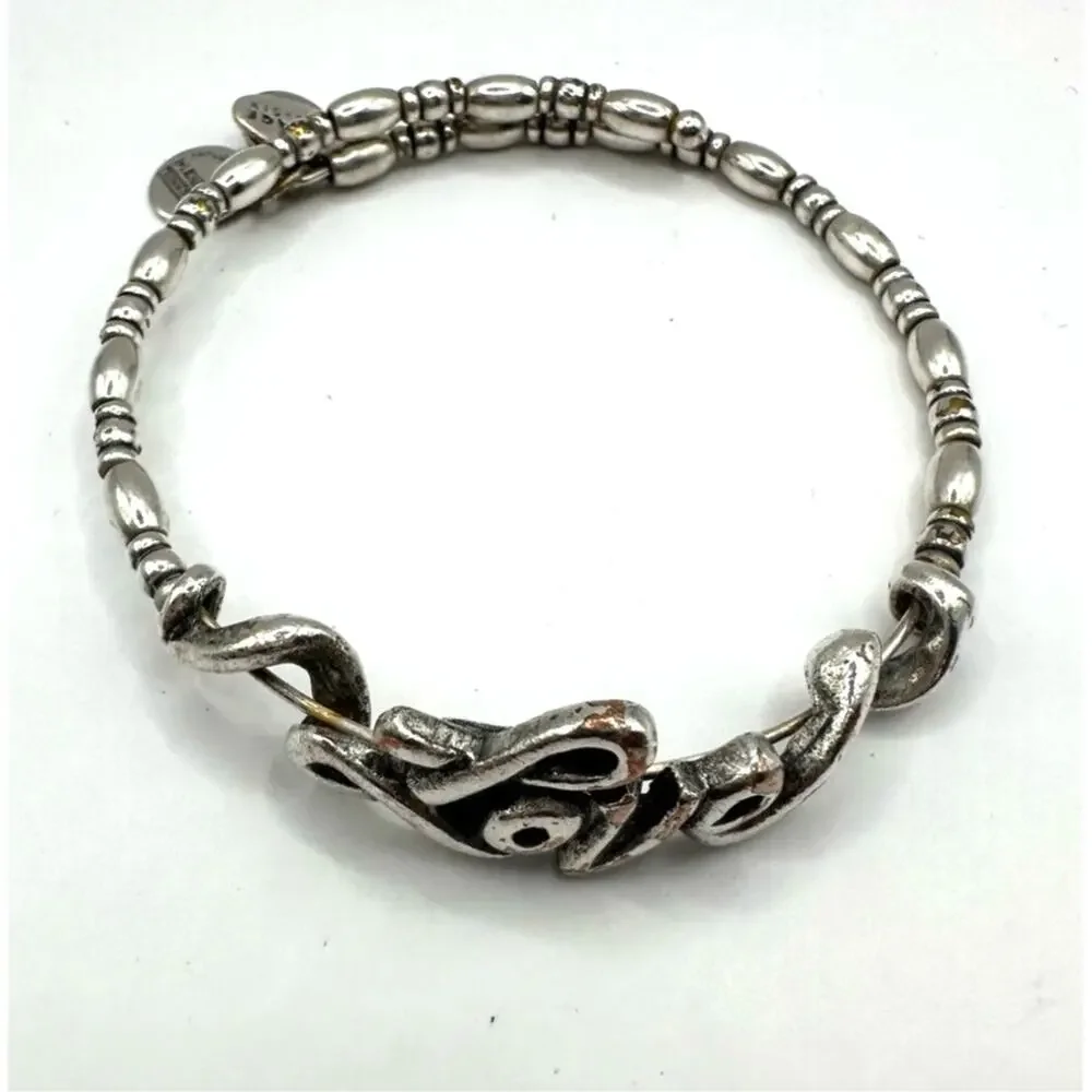 Alex & Ani LOVE Spellout Script Vintage 66 Adjustable Bracelet Silvertone